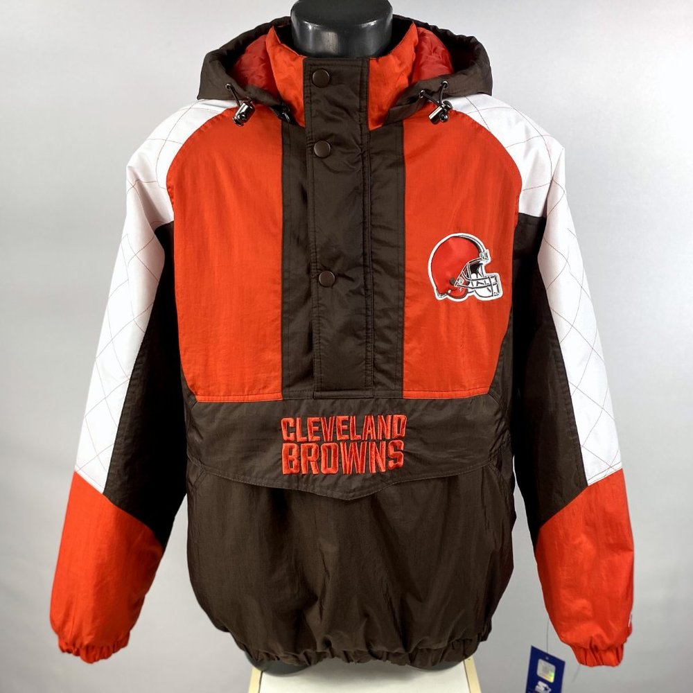 CLEVELAND BROWNS STARTER NFL Half Zip Pull Over Hooded Jacket   6X